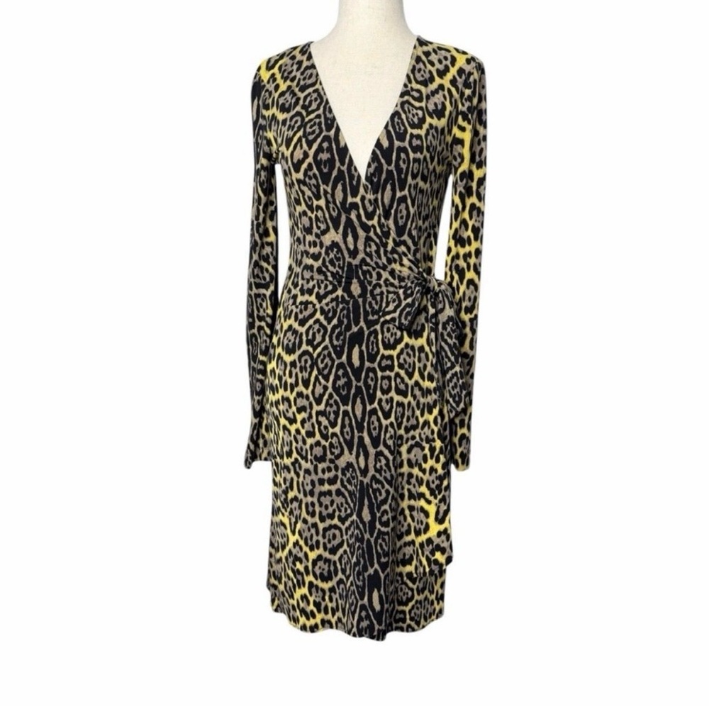BCBGMaxAzria Leopard Print Long Sleeve Wrap Dress